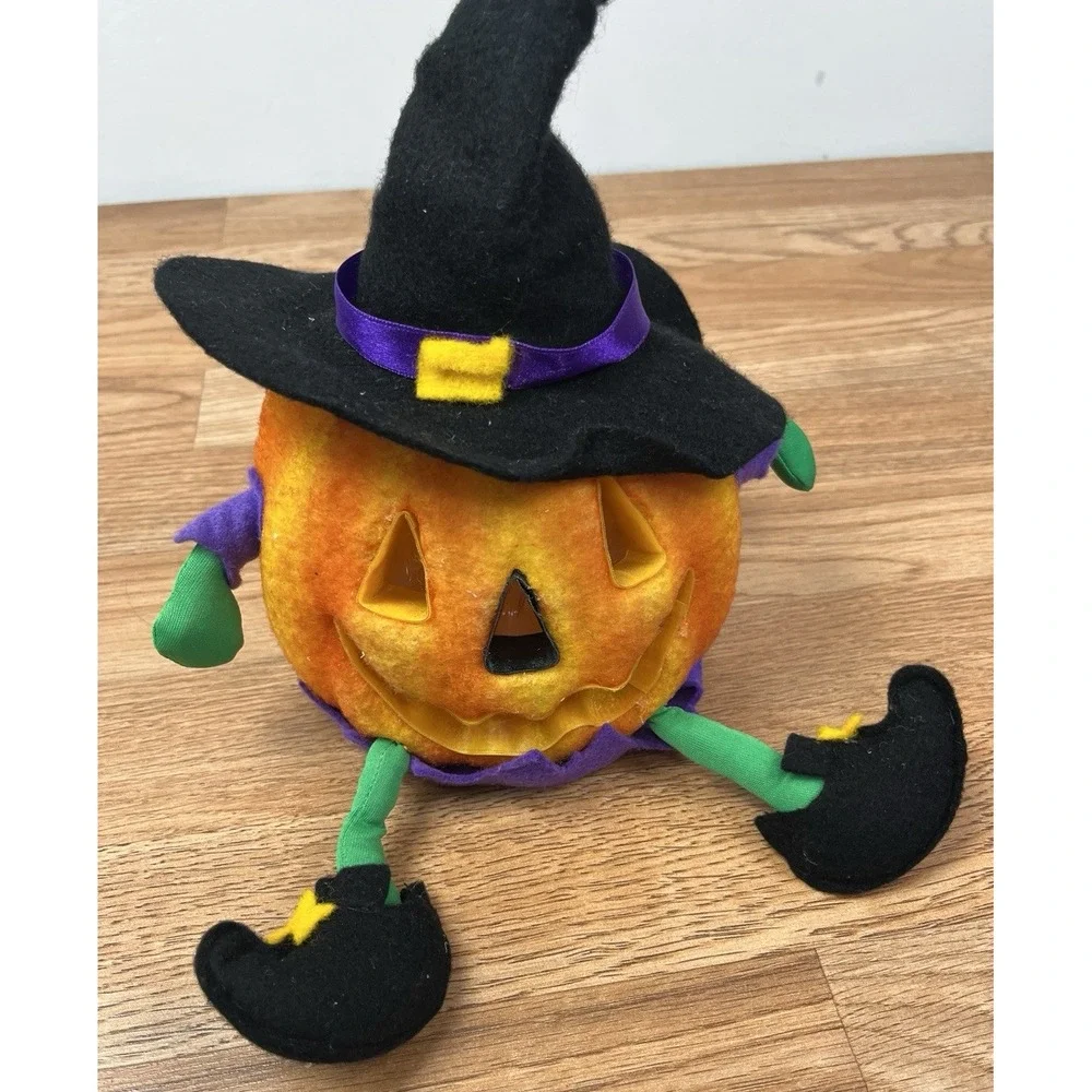 Vintage Fiber Optics Light Up Jack O Lantern Pumpkin Witch Halloween